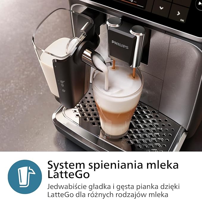 Philips Ekspres do kawy z serii 3300 w pełni zautomatyzowany - 6 napojów, Nowoczesny, Kolorowy ekran dotykowy, LatteGo, SilentBrew, Młynek w 100% ceramiczny, Filtr AquaClean, Czarny chrom (EP3347/90) - Image 6