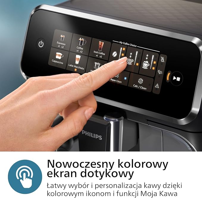 Philips Ekspres do kawy z serii 3300 w pełni zautomatyzowany - 6 napojów, Nowoczesny, Kolorowy ekran dotykowy, LatteGo, SilentBrew, Młynek w 100% ceramiczny, Filtr AquaClean, Czarny chrom (EP3347/90) - Image 4