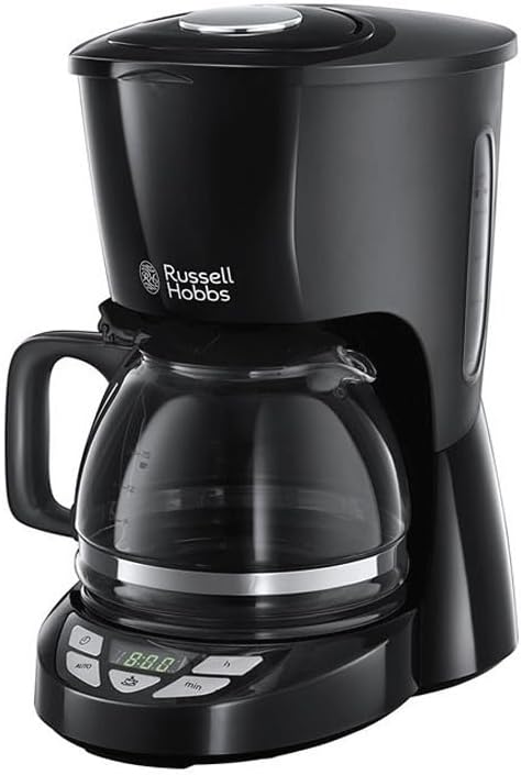 Russell Hobbs ekspres do kawy, przelewowy, podtrzymywanie temperatury, programowalny timer, funkcja przerwania parzenia, szklany dzbanek, pojemność 1,25l, moc 1000W, czarny, Textures 22620-56