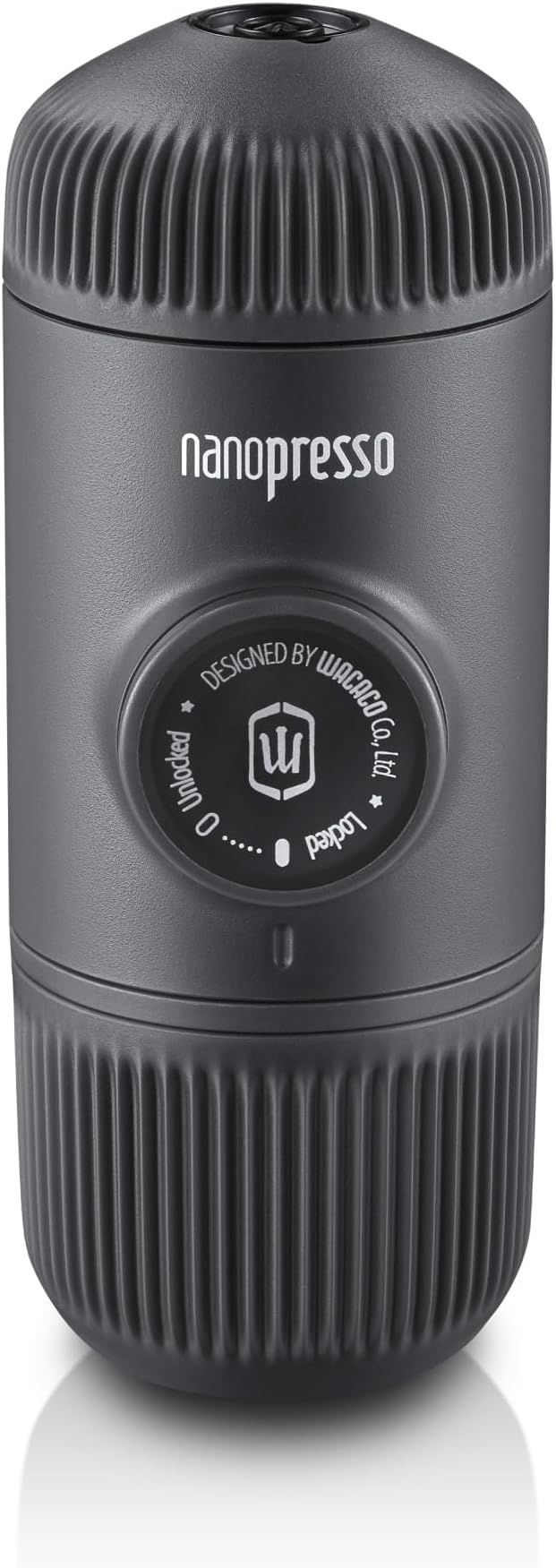 WACACO Nanopresso przenośny ekspres do espresso, ulepszona wersja minipresso, ciśnienie 18 barów, mały podróżny ekspres do kawy, obsługiwany ręcznie, kompatybilny z mieloną kawą, Szary
