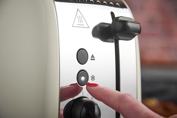 Russell Hobbs toster, na 2 kromki, bardzo szerokie szczeliny na tosty, nasadka do bułek, 6 ustawień opiekania, funkcja rozmrażania i Lift & Look, 1670W, stal nierdzewna, kremowy, Colors Plus 26551-56 - Image 4