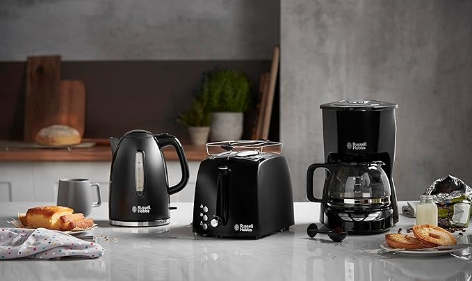 Russell Hobbs ekspres do kawy, przelewowy, podtrzymywanie temperatury, programowalny timer, funkcja przerwania parzenia, szklany dzbanek, pojemność 1,25l, moc 1000W, czarny, Textures 22620-56 - Image 3