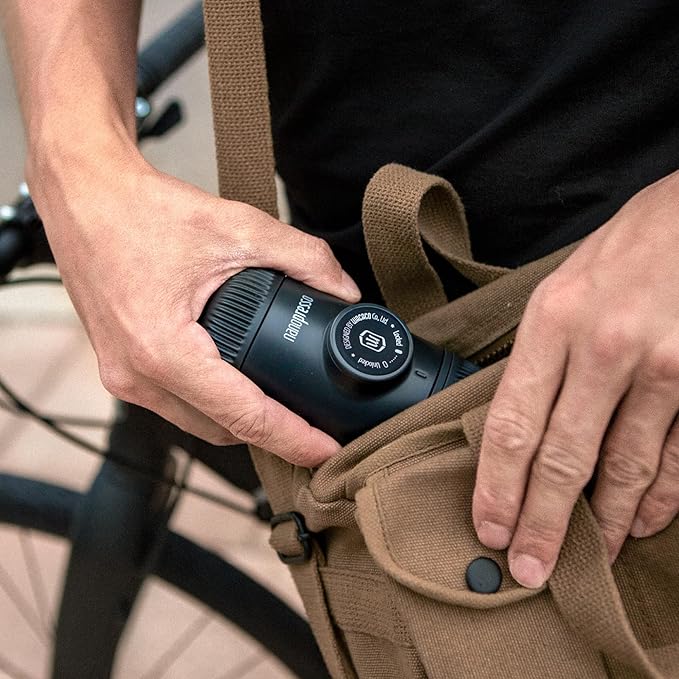 WACACO Nanopresso przenośny ekspres do espresso, ulepszona wersja minipresso, ciśnienie 18 barów, mały podróżny ekspres do kawy, obsługiwany ręcznie, kompatybilny z mieloną kawą, Szary - Image 5